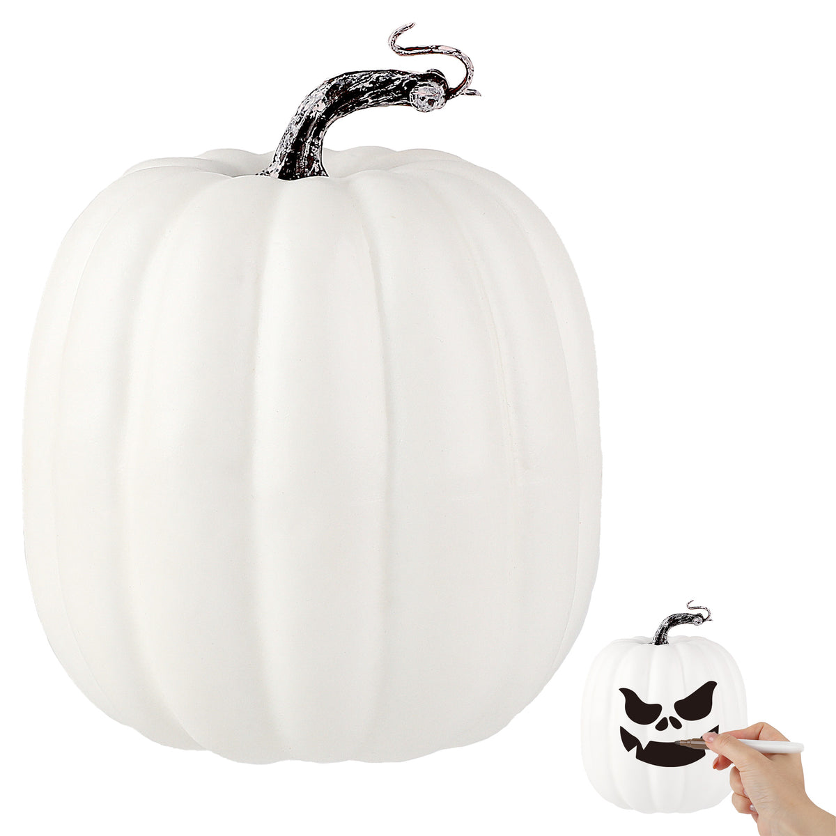 Festora White Artificial Pumpkin, 5.9 x 4.7 Inch Fake Pumpkins Lifelike Foam Pumpkins, Realistic Fall Harvest Pumpkin for Halloween, Thanksgiving Home, Garden Decor