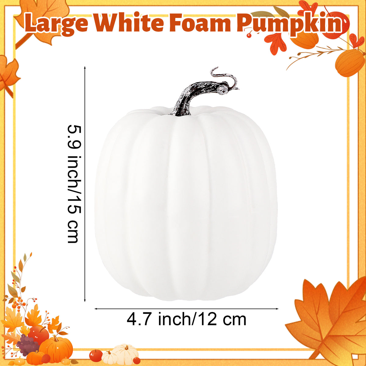 Festora White Artificial Pumpkin, 5.9 x 4.7 Inch Fake Pumpkins Lifelike Foam Pumpkins, Realistic Fall Harvest Pumpkin for Halloween, Thanksgiving Home, Garden Decor