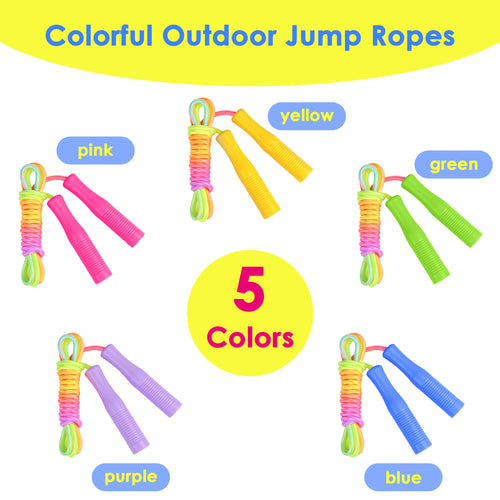 Festora Colorful Jump Rope Adjustable Skipping Rope with Handles, 5 Colors,Outdoor Games, Fitness Training, Party Favors, Team Activities, Exercise Rewards, School Events